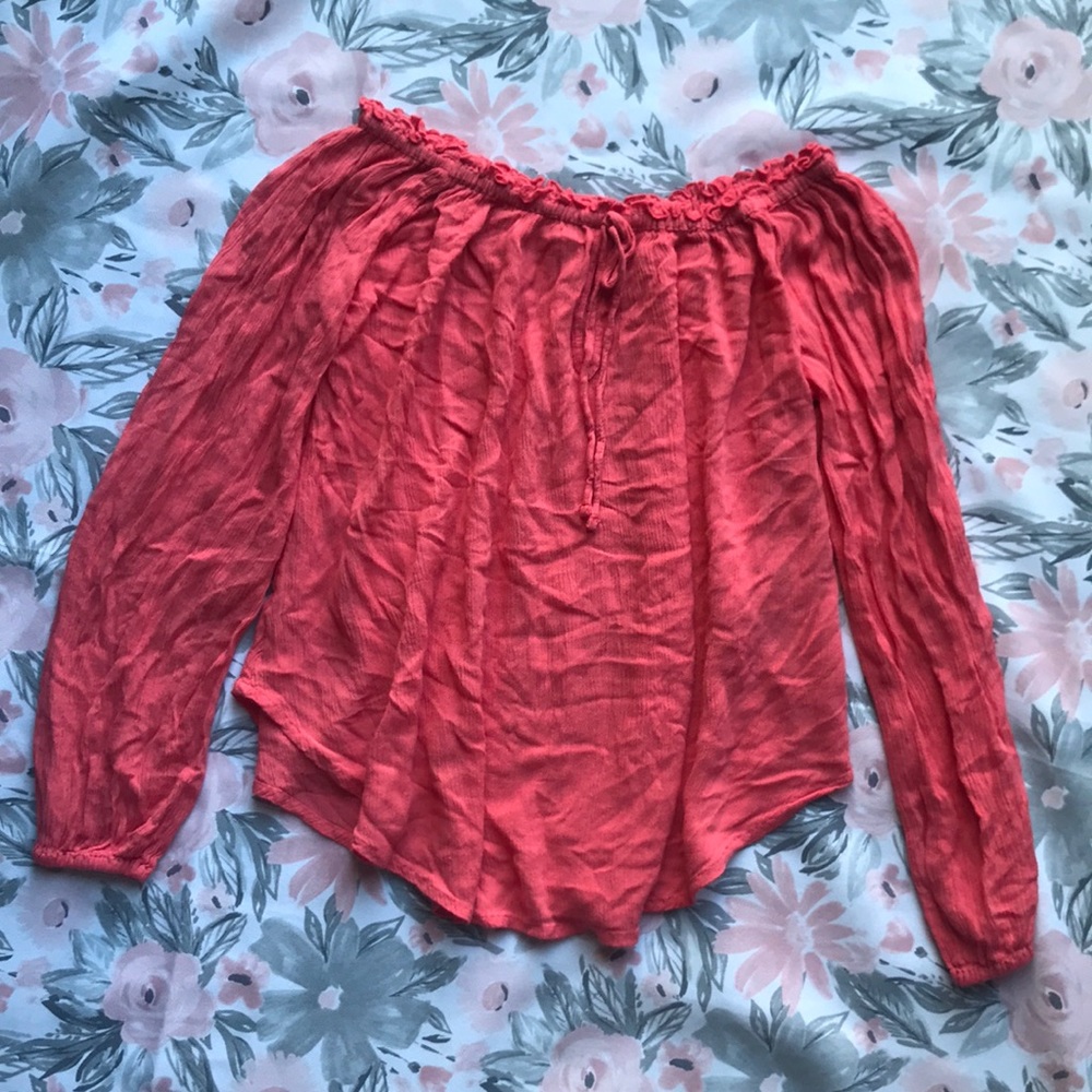 SALMONY PINK OFF THE SHOULDER TOP